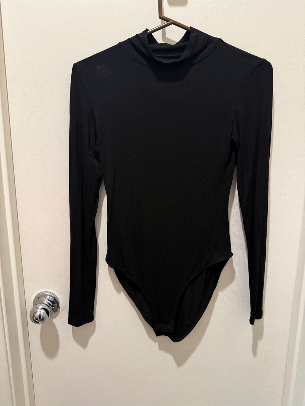Essential Black Long-Sleeve Turtleneck Bodysuit
